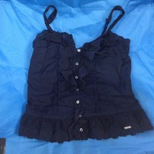 Abercrombie Kids Blue Floral Lace Ruffled Tank Top